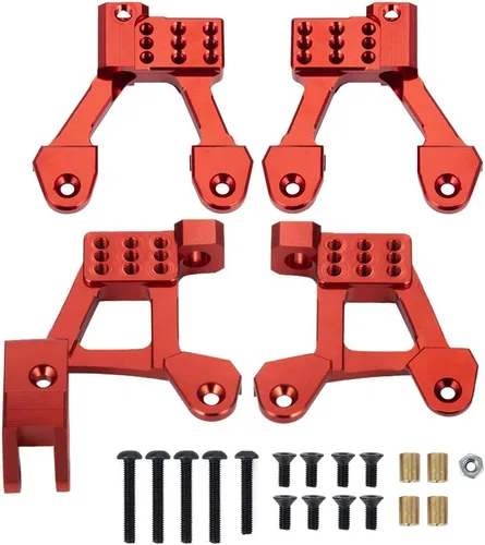 RCLions Aros de aluminio delanteros y traseros ajustables torres de choque para Axial SCX10 SCX10-II 90046/90047 Escala 1/10 RC Crawler Rojo