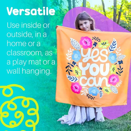 Miniatura 4 de Birdy Boutique - Tapiz motivacional "Yes You Can", 36 x 36 pulgadas, cita inspiradora para colgar en la pared para aula, dormitorio, habitación