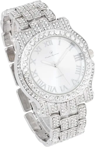 Miniatura 35 de Charles Raymond Bling-ed Out Ultimate Hip Hop Royalty Reloj para hombre con número romano de fácil lectura o indicadores de tiempo de diamantes