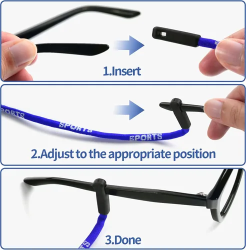 Miniatura 5 de BILIONE Correa para gafas, soportes deportivos para gafas alrededor del cuello para hombres y mujeres, cadena de cordón para lentes de sol