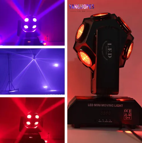 Miniatura 3 de Luz de Escenario de Cabeza Móvil RGBW 12LED Luces de Haz Giratorio Luces de Iluminación Ascendente de Escenario para Eventos Activada por Sonido