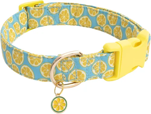 Faygarsle Collar Lindo de Perro para Perras y Perros Machos, Collar Suave y Elegante para Mascotas con Diseño de Limón, Collar de Perro Amarillo