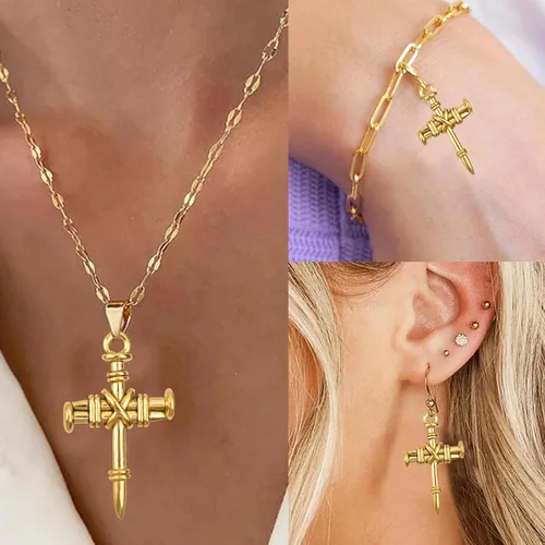 Miniatura 5 de 50 dijes de cruz de aleación religiosa cristiana Jesús Crucifijo Crucifijo, suministros de manualidades para manualidades, collares, pulseras