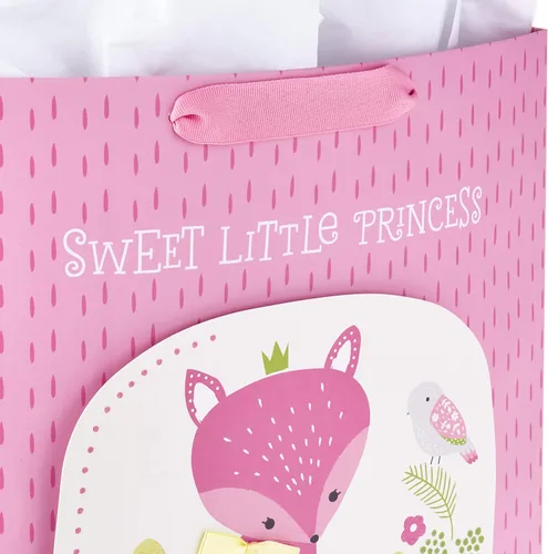 Miniatura 4 de Hallmark - Bolsa de regalo extra grande de 15 pulgadas con papel de seda (Sweet Little Princess Fox) para baby showers, cumpleaños de niños y más