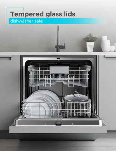 Miniatura 6 de BLACK+DECKER Juego de utensilios de cocina de aluminio anodizado duro de cerámica de 12 piezas, ollas y sartenes con revestimiento antiadherente