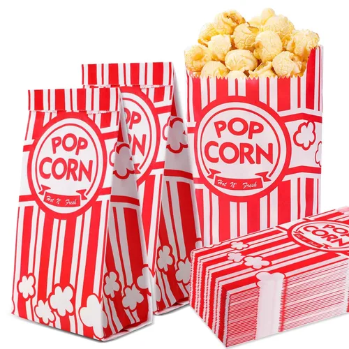 VOISEN Bolsas de papel para palomitas de maíz, paquete de 500 bolsas de palomitas de maíz de 1 onza, porciones individuales, bolsa de palomitas de