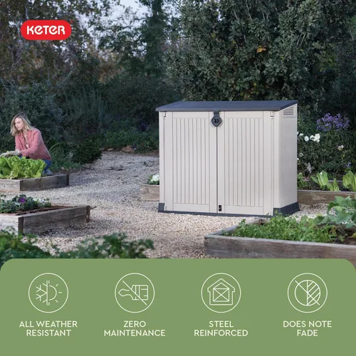 Miniatura 5 de Keter Store-It-Out MIDI - Cobertizo de almacenamiento de resina para exteriores, gabinete horizontal resistente a la intemperie para botes