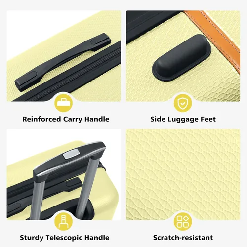 Miniatura 5 de AnyZip Equipaje ABS+PC Hardside maleta ligera con ruedas giratorias TSA Lock, Crema