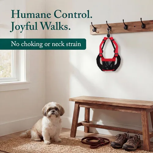 Miniatura 2 de Arnés para perro Sporn sin tirones para perros pequeños - Malla roja, nylon resistente, transpirable, liviano, ajustable, acolchado, suave y fácil