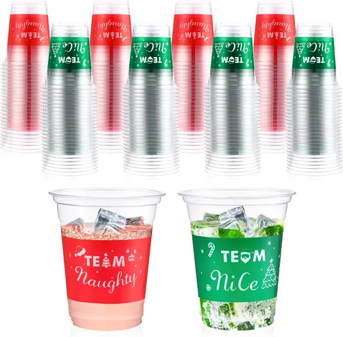 Miniatura 7 de Rtteri 24 vasos de plástico desechables de 12 onzas para decoración de fiestas de Navidad, cerveza, bebidas, aperitivos