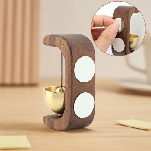 Miniatura 7 de Campana magnética para puerta, timbre de madera con sonido fuerte para apertura de puerta de negocios, campanilla de latón, timbre de puerta