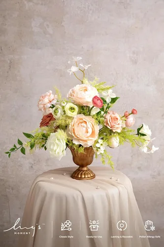 Ling's moment Caja de Flores Falsas, Tallos de Follaje Artificial Falso Rosas de Espuma Peonía de Seda Ranúnculo Flor de Tela para Centros de Mesa