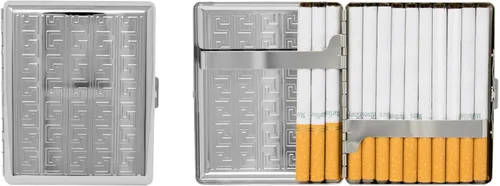 Miniatura 25 de Juego de 2 cajas de cigarrillos de los años 100 chapadas en metal y caja de almacenamiento (impresión victoriana plateada)