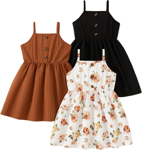 Miniatura 14 de Vestidos para niñas Vestidos para niñas pequeñas Paquete de 3 Vestido casual de fiesta con estampado patinador acampanado tipo A Vestido de verano