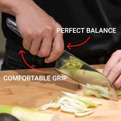 Miniatura 6 de HAST Cuchillo Santoku Edition de 6.3 pulgadas, cuchillo de chef japonés profesional ultra afilado, acero en polvo avanzado, ligero, cómodo diseño