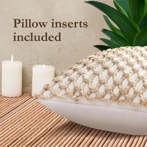 Miniatura 2 de Boho Living Jada - Funda decorativa para almohada, incluye acento, diseño tejido premium, decoración para sala de estar, (2) funda de almohada de 20
