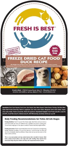 Miniatura 3 de Fresh Is Best Duck Alimento liofilizado para gatos – Alimento crudo para gatos para gatitos y felinos adultos – Pato liofilizado con alto contenido