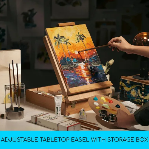 Miniatura 6 de MEEDEN Caballete de Mesa Extra Grande, Caballetes de Mesa de Madera de Haya Sólida para Pintar Lienzo, Caballete Caja de Bocetos, Caballete de Arte