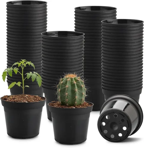 Miniatura 11 de RooTrimmer Paquete de 160 macetas negras de 3 pulgadas, plántulas de plástico, iniciador de semillas, macetas de germinación con drenaje