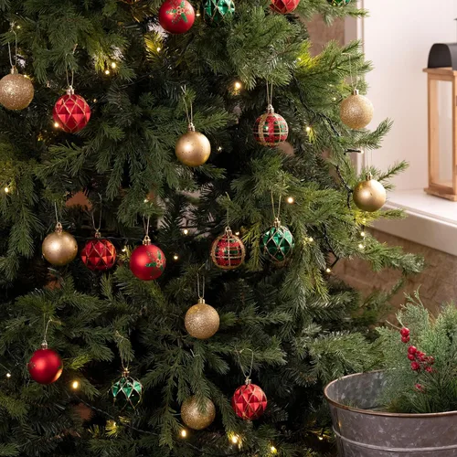 Miniatura 6 de Valery Madelyn Juego de adornos de Navidad, 30 unidades, 2.36 pulgadas, rojo, verde y dorado, inastillables, decoración de árbol de Navidad, adornos