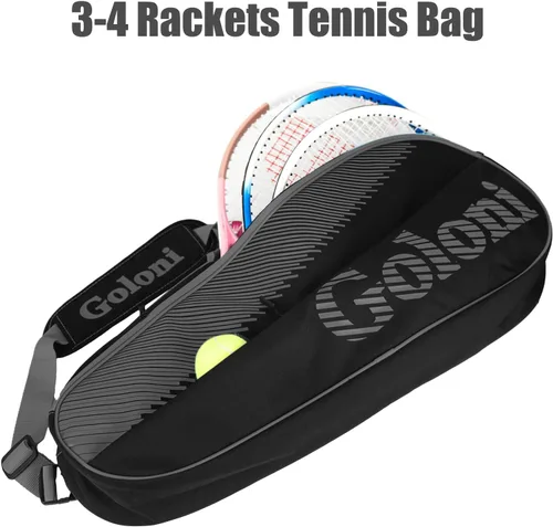 Miniatura 2 de Goloni Bolsa para 3 raquetas de tenis, para jugadores profesionales o principiantes, bolsa de protección para raquetas con almohadilla protectora