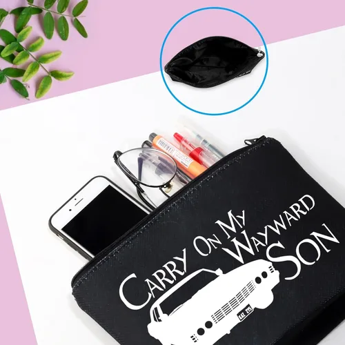 Miniatura 6 de Bolsa de maquillaje inspirada en programas de televisión Carry On My Wayward Hijo, para fanáticos y amigos, regalo, Carry On Negro