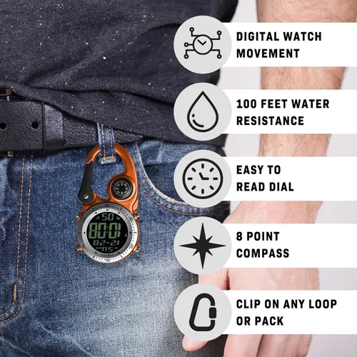 Miniatura 2 de Dakota Clip digital, reloj de clip, alarma, cronómetro, temporizador y reloj de doble hora, regalos al aire libre para hombres y mujeres, uso