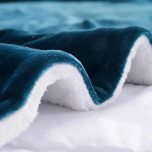 Miniatura 4 de SOCHOW Manta Sherpa de Vellón, Manta de Felpa de Doble Cara Súper Suave y Lujosa Tamaño Throw, Coral Azul, 50x60 pulgadas Azul Coral