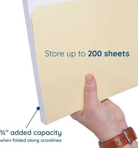 Miniatura 3 de 100 carpetas de archivos resistentes Blue Summit Supplies tamaño carta con pestañas reforzadas de corte 1/3, papel manila grueso de 14 puntos