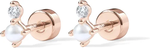 Miniatura 3 de PAVOI 14K Gold Plated Sterling Silver Posts Dainty Mini Multi-Shape Flat Back Stud Earring Pack for Women Helix Cartilage Piercing Jewelry