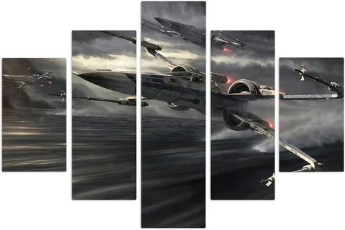 Miniatura 5 de Arte de pared en lienzo de batalla de cazas estelares Arte de pared de naves espaciales futurista de ciencia ficción Arte de pared con tema