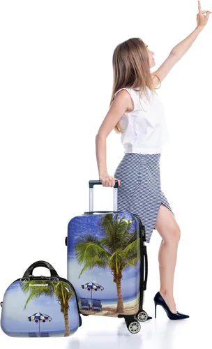 Miniatura 4 de World Traveler Palm Tree Hardside - Juego de equipaje giratorio de 2 piezas, tamaño único, Palm Tree, Juego de equipaje giratorio de mano de 2