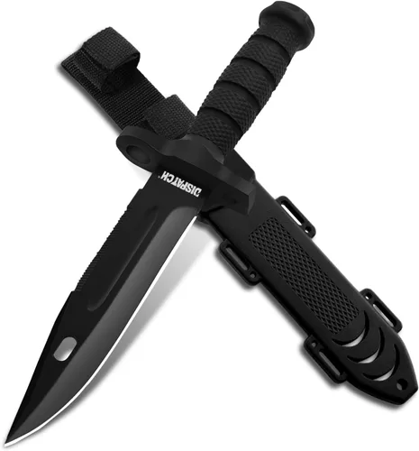 Miniatura 7 de Dispatch Cuchillo de caza de hoja fija con funda, cuchillos de supervivencia de 12 pulgadas para hombres, cuchillo táctico Bowie con mango Cuchillo