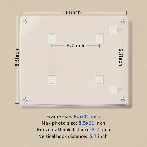Miniatura 6 de 2 Pack 8.5x11 Marco de Fotos Flotante de Acrílico para Montar en Pared, Marco de Fotos Magnético Transparente para Obras de Arte de Niños Cambiable