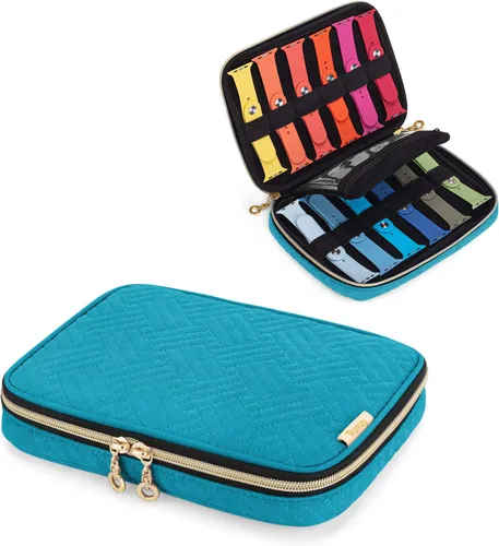 Teamoy Estuche de almacenamiento para relojes - Con capacidad para 12 correas, bolsa organizadora de viaje compatible con todas las series de Verde