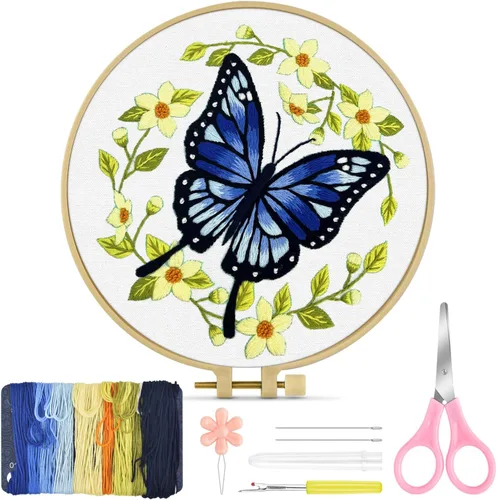 Miniatura 11 de TINDTOP Kit de Bordado para Principiantes Adultos, Kit de Bordado de Pájaros para Principiantes, Incluye Tela de Bordado Aros Hilos para Amantes