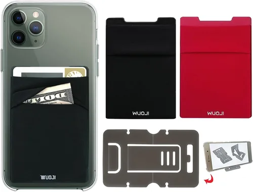 Miniatura 15 de Cartera para tarjetas de teléfono con bloqueo RFID, doble bolsillo seguro, ultradelgada, autoadhesiva, funda para tarjetas de crédito, calcomanía