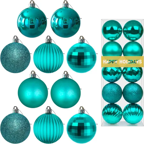 Miniatura 180 de Bolas de Navidad Grandes de 3.2" en Azul Bebé - Adornos para Árbol de Navidad, Bolas Colgantes Inastillables para Cumpleaños, Halloween, Boda