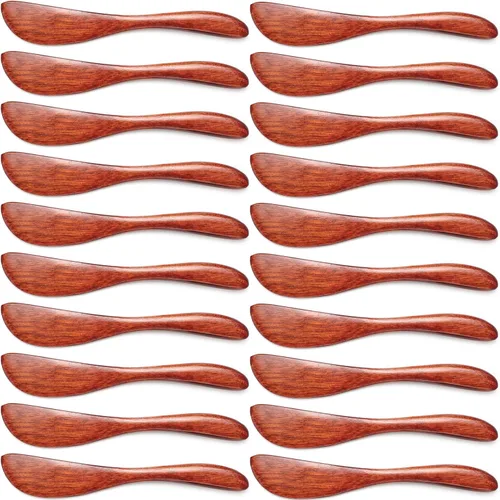Miniatura 2 de Juego de 20 esparcidores de mantequilla de madera para queso de mermelada de maní (BK-01 (20 piezas)