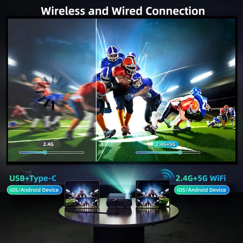 Miniatura 4 de vamvo Proyector portátil WiFi Videoproyector 1080P 200" Proyector de película portátil, proyectores para exteriores con diseño elegante