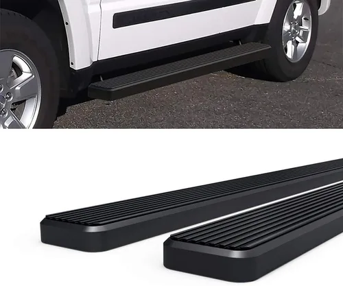 Miniatura 6 de APS Estribos de acero inoxidable con recubrimiento en polvo negro de 5 pulgadas, barras Nerf para Jeep Liberty 2008-2013