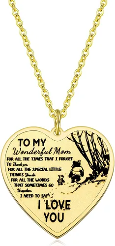 Ralukiia Llavero con collar de texto en inglés To My Wonderful Mom, regalos para mamá de hijo o hija, regalo de cumpleaños para mamá de hijo, regalo