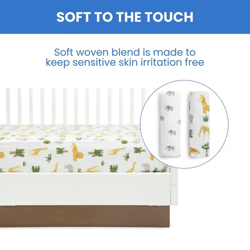 Miniatura 6 de Delta Children babyGap TrueSleep - Sábanas ajustables para cuna y niños pequeños (paquete de 2 unidades), diseño de amigos de safari (paquete de 2)