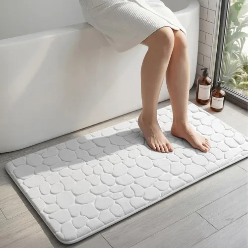 Miniatura 54 de YIHOUSE - Alfombra de espuma viscoelástica para pasillo, alfombras de baño con patrón de adoquín, superabsorbentes, alfombras de baño lavables a