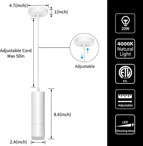 Miniatura 3 de OKELI Luz Colgante, Luminaria de Luces Colgantes Negras Modernas, Iluminación Colgante LED Única de 3-CCT para Isla de Cocina, 20W