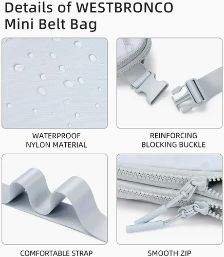 Miniatura 30 de WESTBRONCO Riñoneras para mujeres y hombres, bolsa para cinturón con bolsillos con cremallera, riñoneras modernas, bolsas cruzadas ligeras de 1
