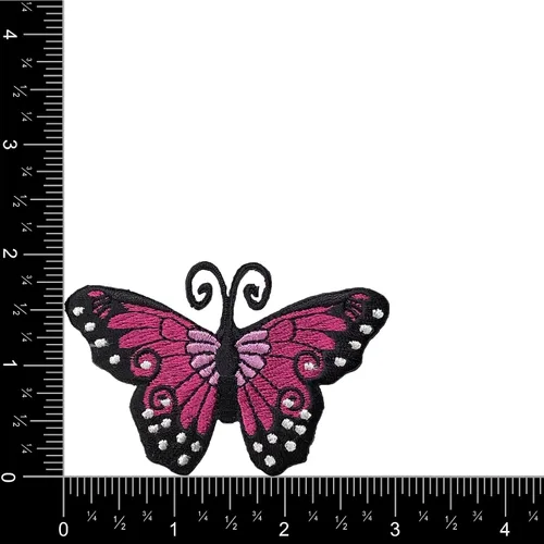 Miniatura 2 de Mariposa monarca, bordado, parche para planchar (fucsia)