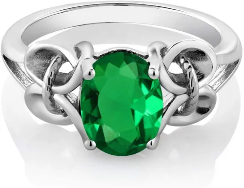 Miniatura 100 de Gem Stone King Anillo de compromiso ovalado con piedra natal para mujer, plata de ley 925, ovalado de 0.354 x 0.276 in, anillo de compromiso