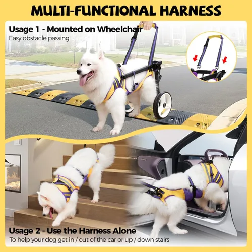Miniatura 6 de Silla de ruedas para perros para patas traseras, grande, pequeña, silla de ruedas para perros, carritos ajustables para perros con ruedas para patas