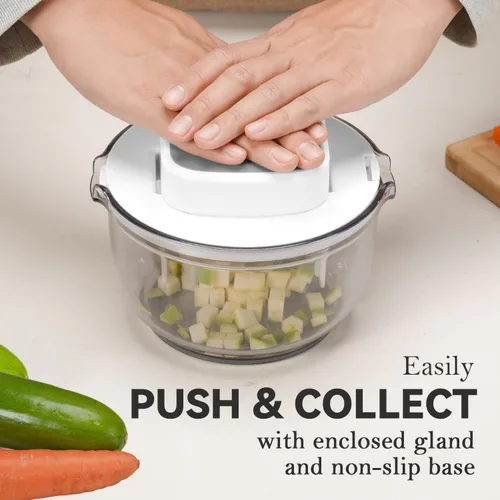 Miniatura 4 de KEOUKE Tazón Cortador de Verduras Multifuncional Blanco - 3 Cuchillas Intercambiables Cortador de Papas a la Francesa con Contenedor y Caja
